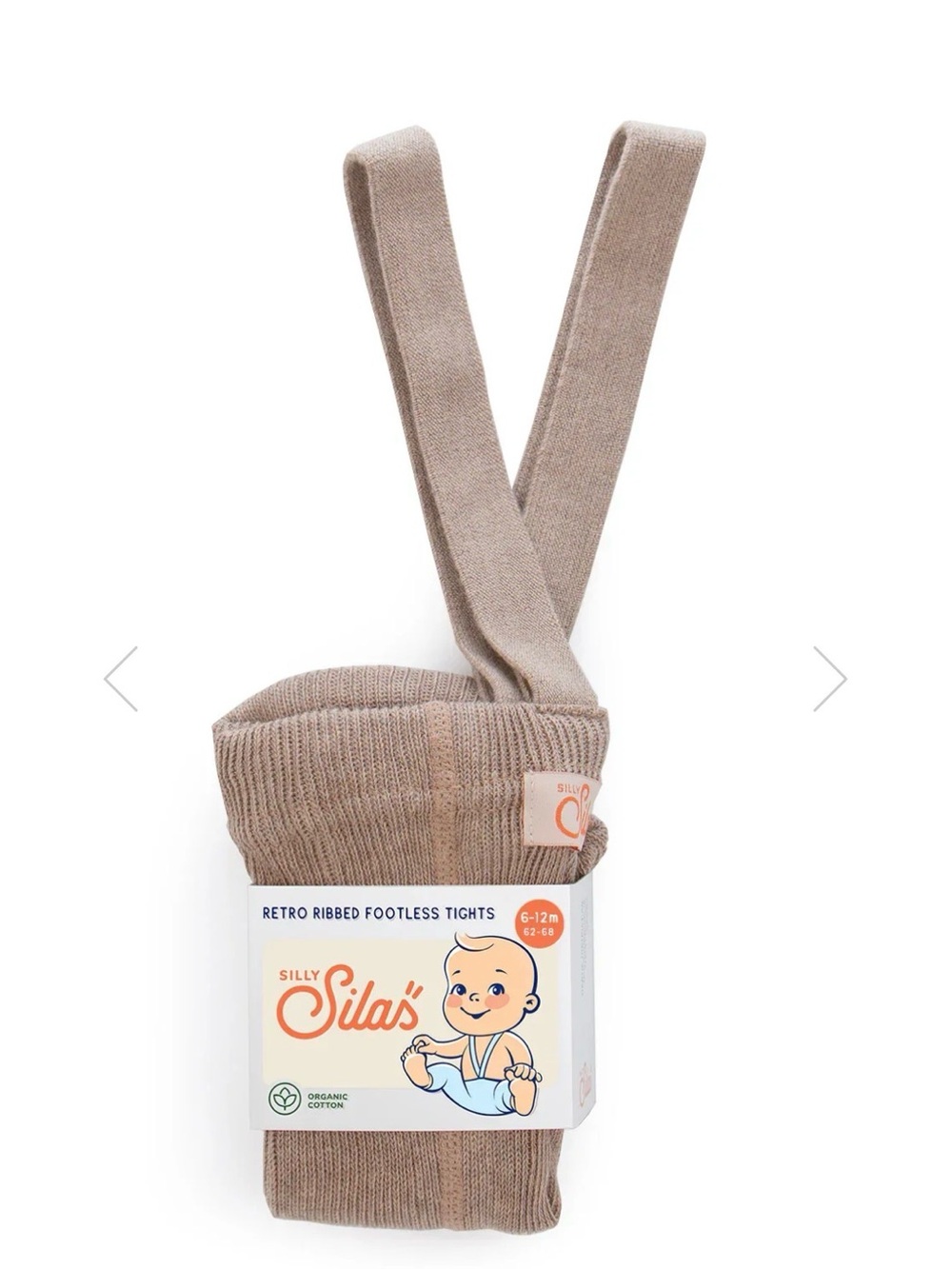 Kids Ribbed Footless Tights with Suspenders - Taupe